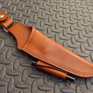 Mora Bushcraft Black Leather Sheath w 4&quot; Ferro Rod Loop Drop Carry Dangler Morakniv Leather Stainless Steel