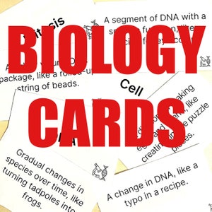 96 Biology Educational Concepts. Downloadable Printable Cards. Instant Digital Download
