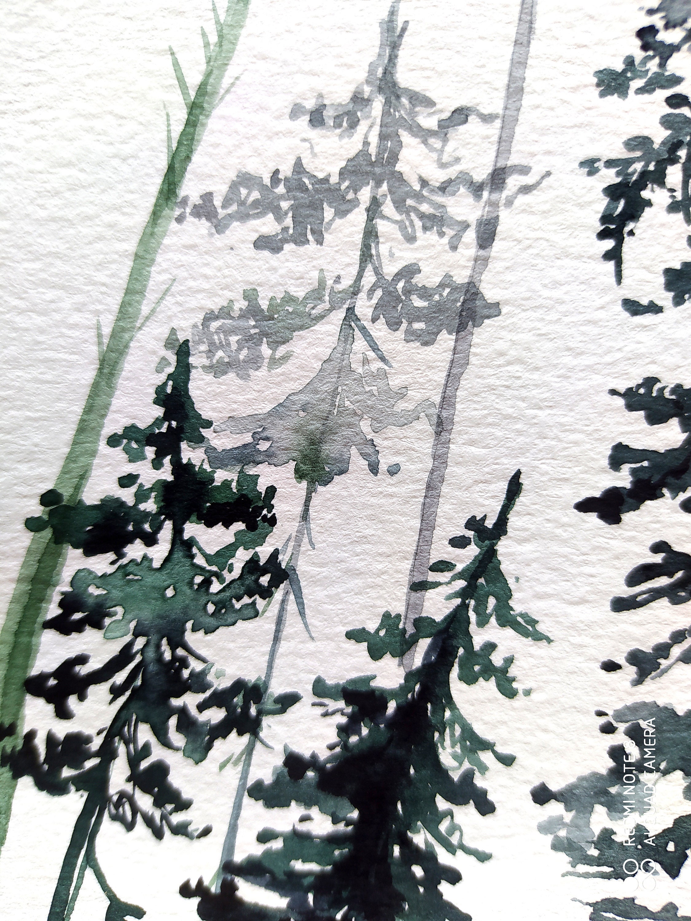 Pine Tree Art Watercolor Painting Original Minimalist Wall - Etsy