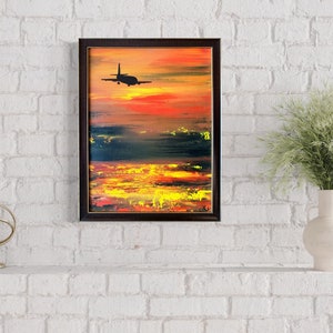 ［匿名配送］一点もの 空 夕焼け 油絵 油彩 絵 小さい インテリア 油絵 油彩 油彩画 絵 絵画 【鳥居の夕富士】 | HIROSHI1990