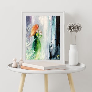 Mutter und Baby ÖlGemälde Original, Roter Kopf Mutter Neugeborene, abstrakte Mutterschaft Fine Art, Gesichtloses Portrait Wandkunst, Mutter und Kind