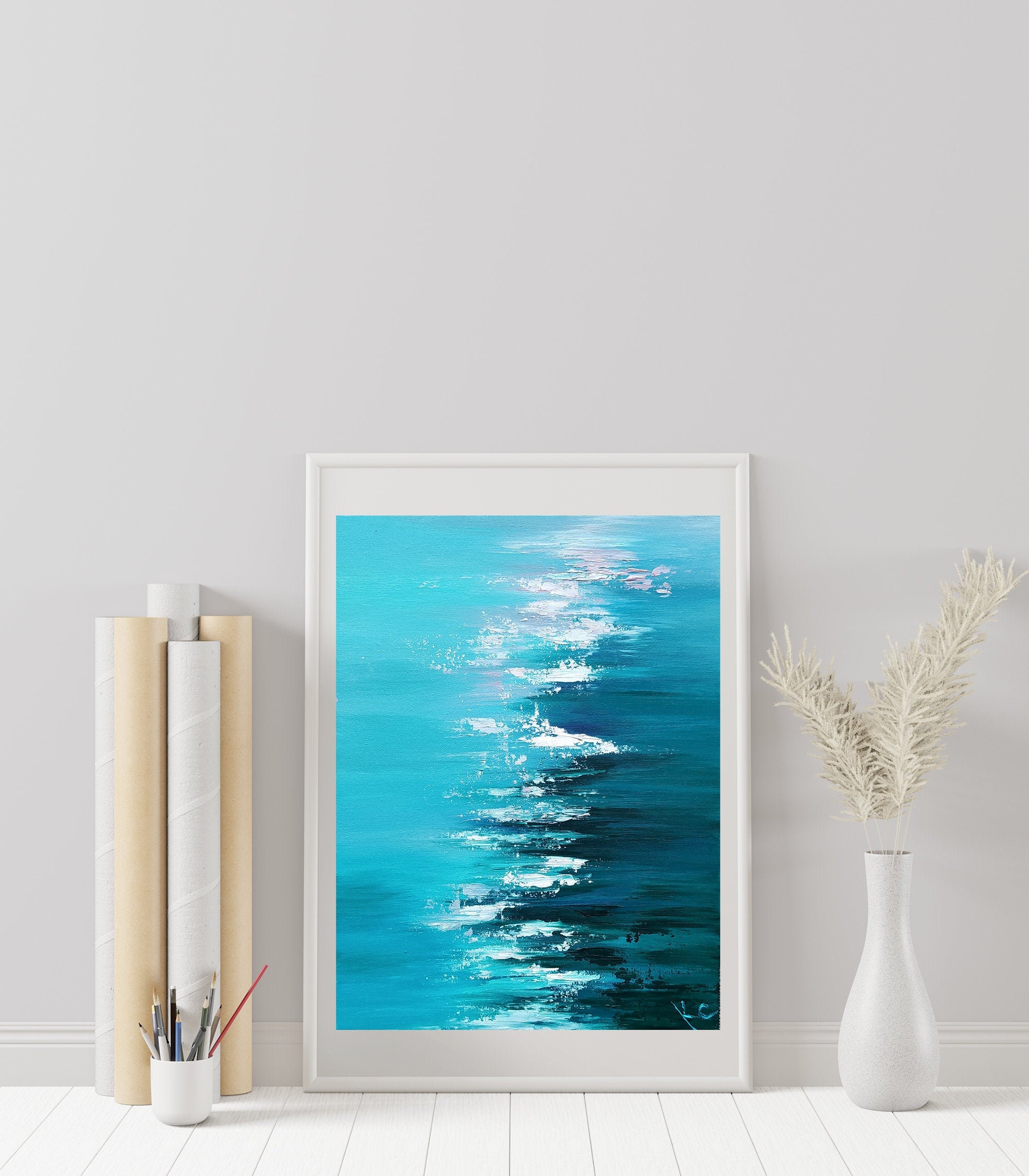 Abstract Ocean Waves Oil Painting Original Blue Sea Water - Etsy