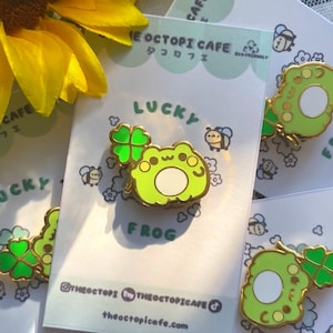 Lucky Four-Leaf Clover Frog Hard Enamel Pin
