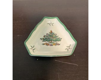 Spode Christmas tree triangle shape candy/trinket dish 5" S3324 K