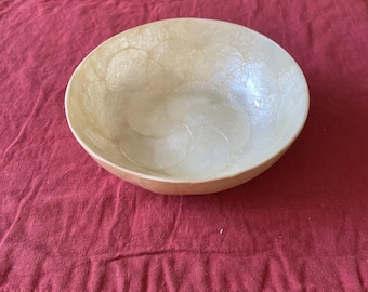 Vintage Capiz Shell Bowls Set of 4 Iridescent Cream Philippines Coastal Decor