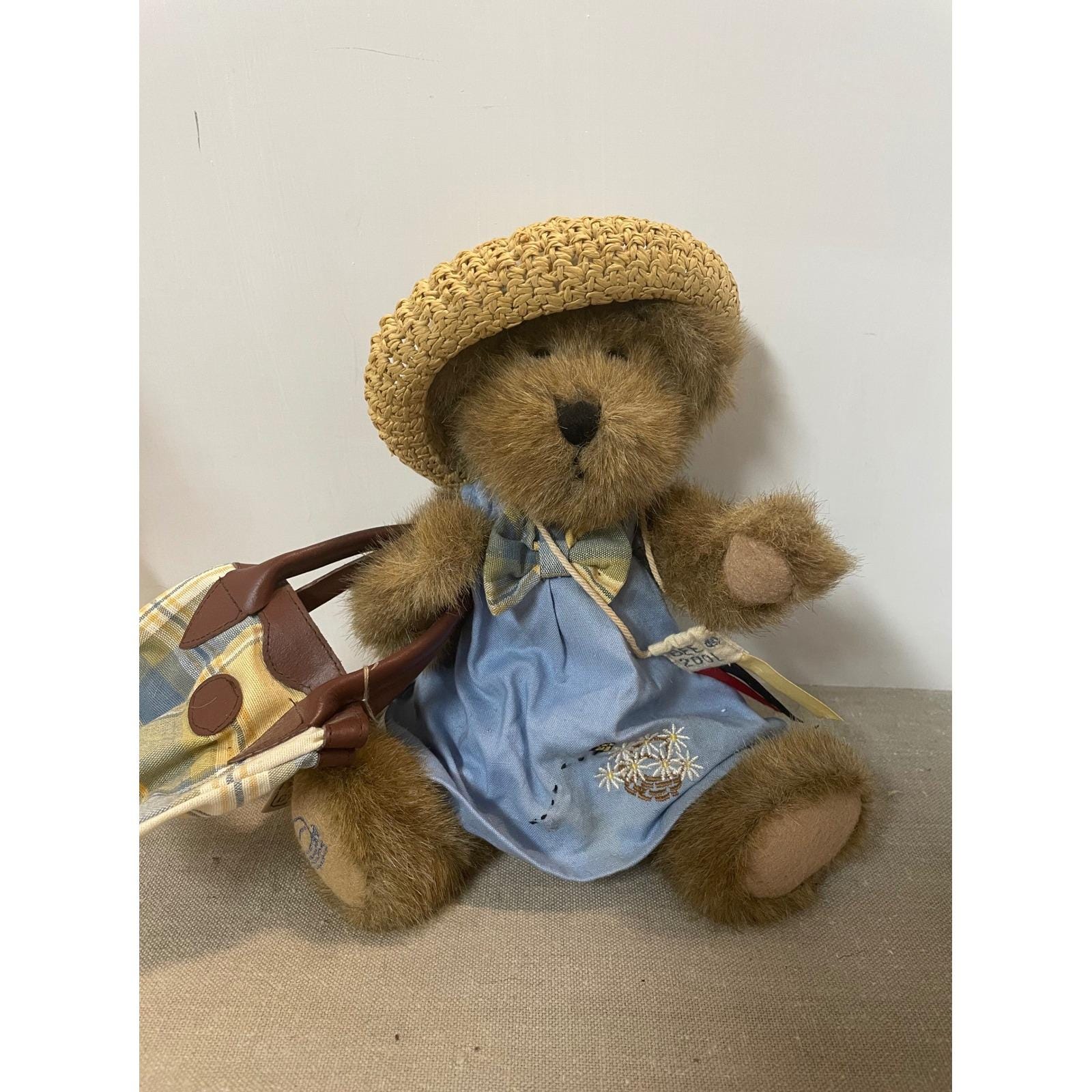 Ours ourson paille écharpe rouge vintage ht 19 cm - France