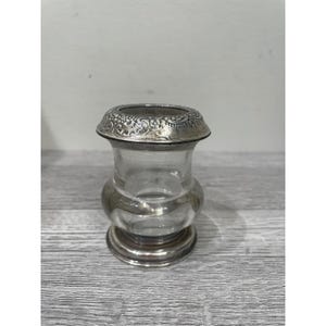 Frank M Whiting Sterling Silver Glass Toothpick Holder Bud Vase Floral Repousse
