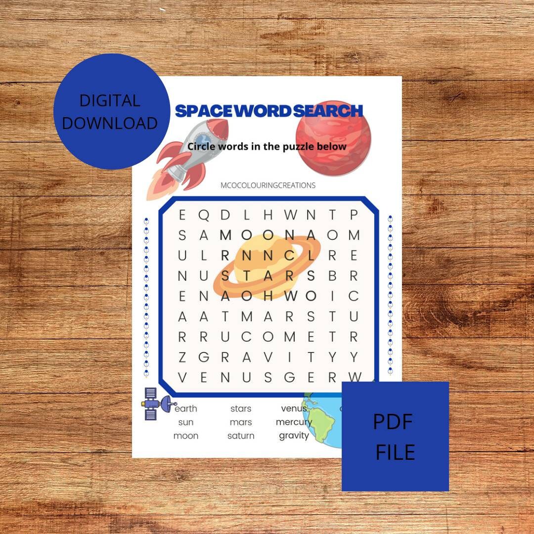 printable space word search etsy