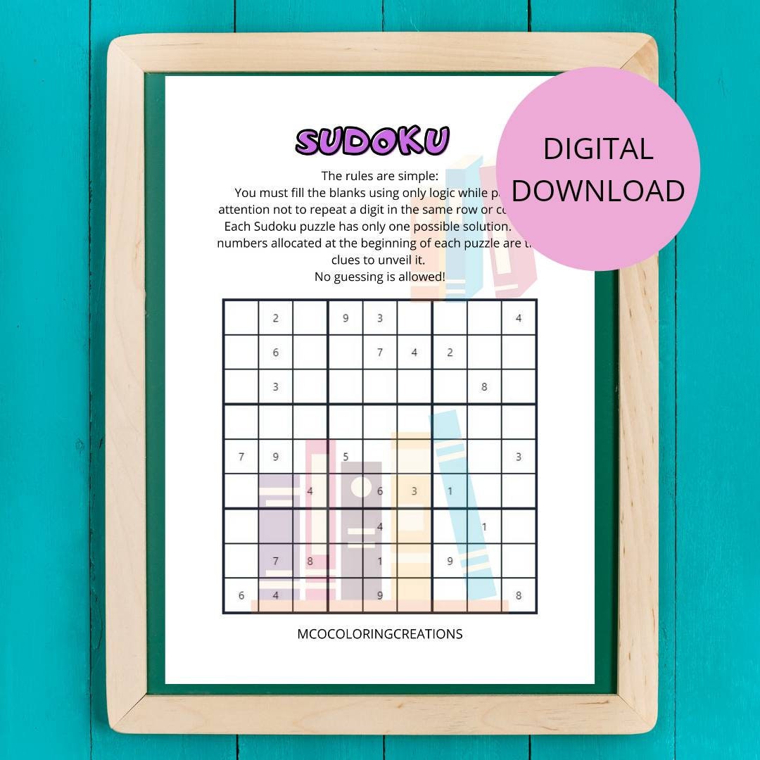 printable children s sudoku puzzle etsy
