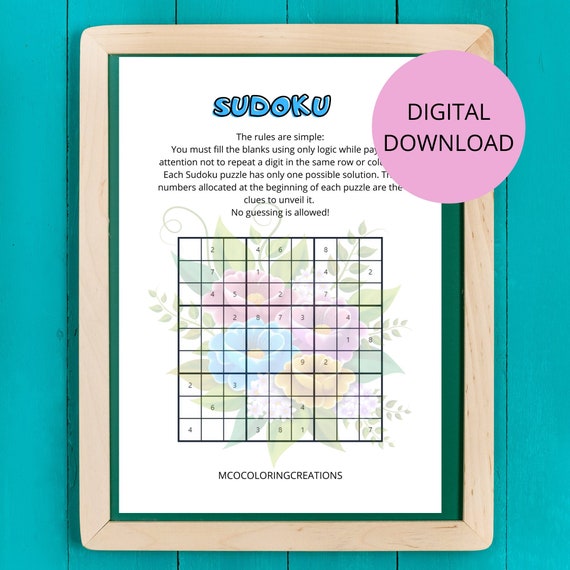 printable children s sudoku puzzle etsy
