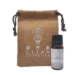GINGER ORGANIC ESSENTIAL Oil +Free Oil and Wax Burner and Linen Pouch