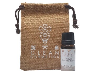 Aceite esencial de jengibre orgánico + Quemador de aceite y cera gratis y bolsa de lino