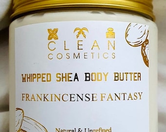 Manteca corporal batida de karité Frankincense Fantasy / Con o sin brillo / Infundida con aceite de vitamina E y aceite de incienso