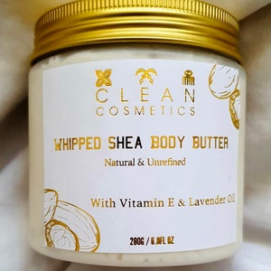 Shea Whipped Body Butter | With or Without Shimmer | Infused With Vitamin E Oil and Lavender Oil