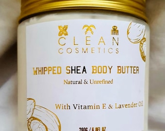 Manteca corporal batida de karité / Con o sin brillo / Infundida con aceite de vitamina E y aceite de lavanda