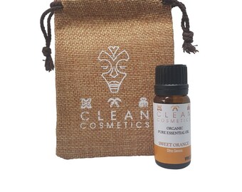 Aceite esencial orgánico de naranja dulce + Quemador de aceite y cera de regalo y bolsa de lino
