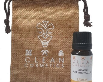 Aceite esencial orgánico de limón + Quemador de aceite y cera gratis y bolsa de lino