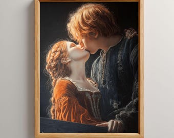 Romeo and Juliet Art Print | Valentine Day Gift | Dark Academia Wall Art | Digital Download