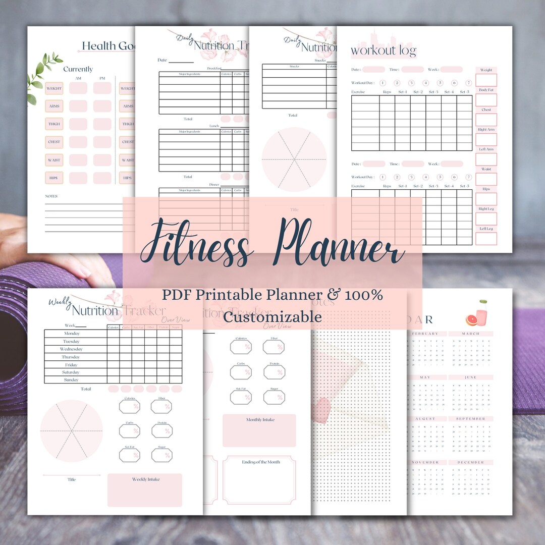 FITNESS PLANNER Printable PDF Journal for Fitness and Health Etsy