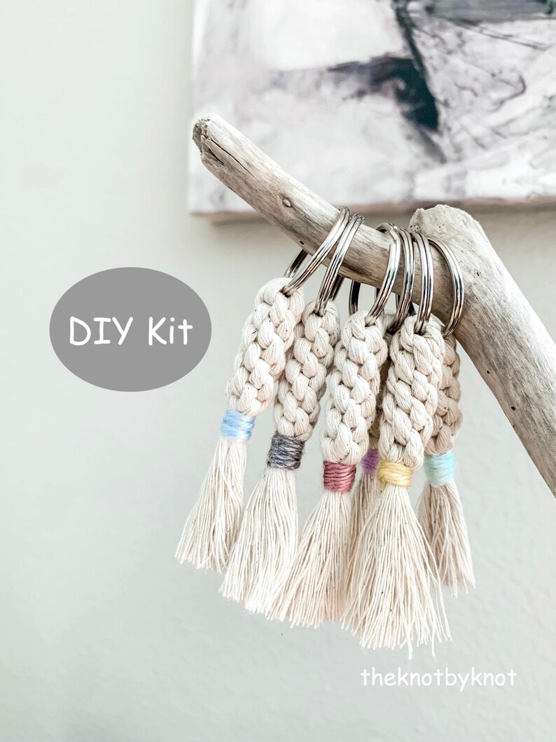 DIY Kit Macrame Keychain for Children and Beginners. Fun Etsy