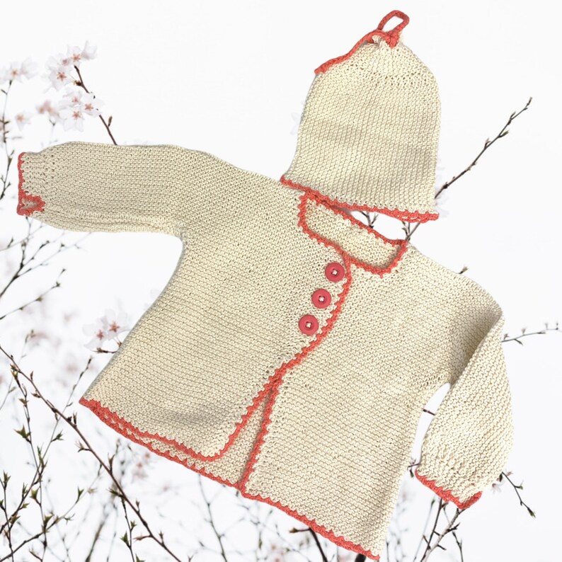 2 Pieces Baby Outfit. Cardigan and Hat Set. 100 Cotton Hand Etsy UK