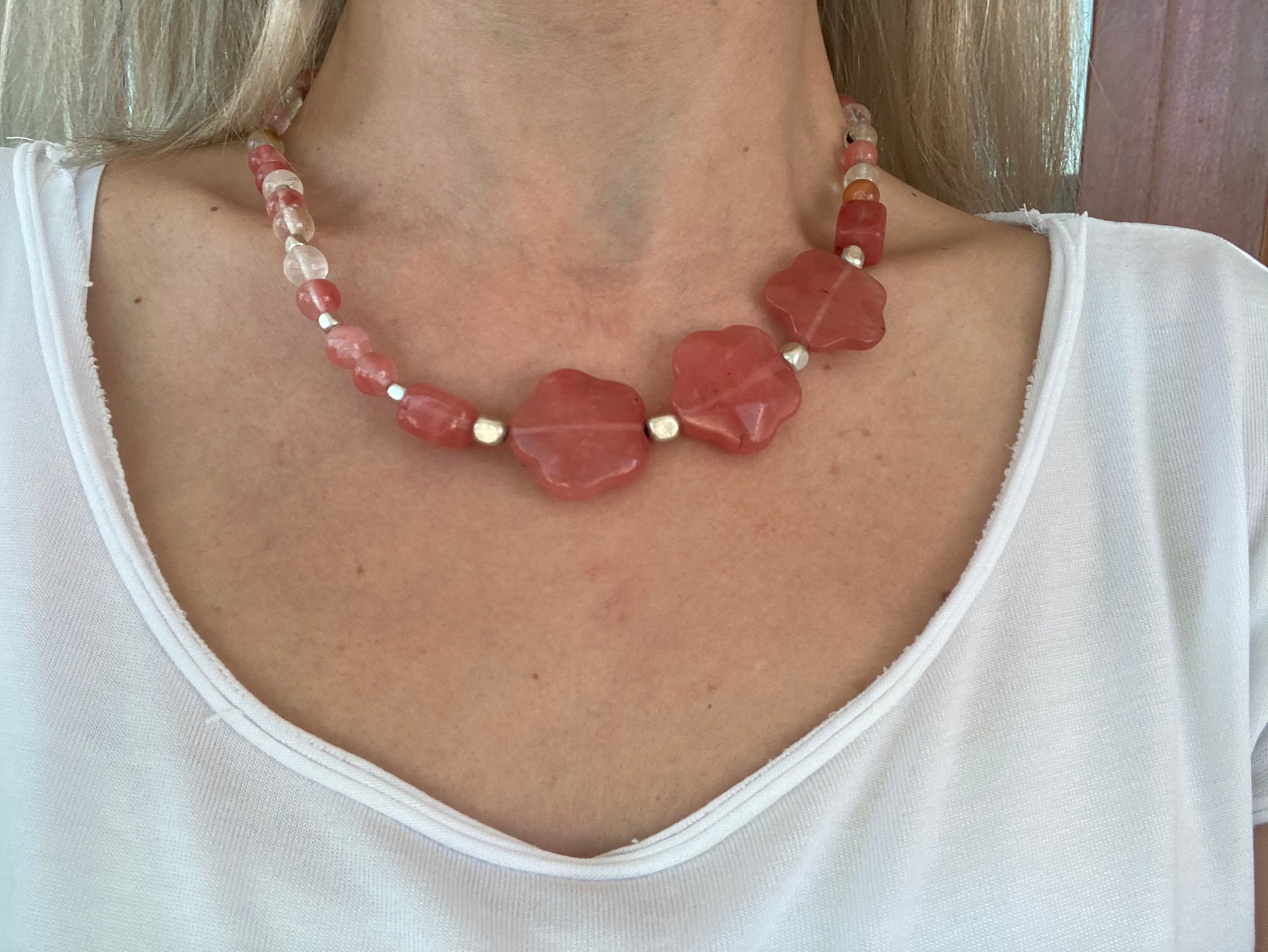 Rose quartz necklace Etsy