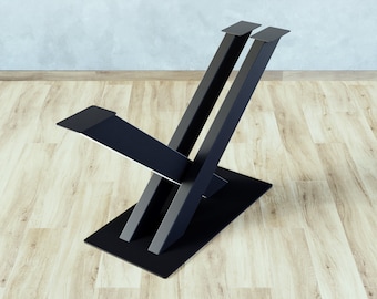 Patas de mesa con marco en X central de metal para tapa de madera, patas de mesa de acero de 120x60 mm, espesor de hoja de 8 mm, base de mesa, pata de mesa de hierro, pata de servicio pesado