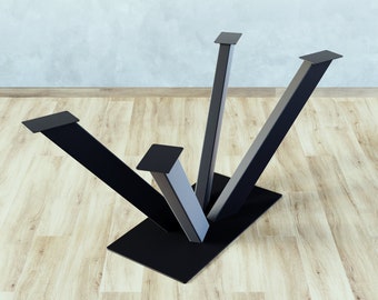 Pieds de table en métal avec cadre en V central pour plateau en bois, pieds de table en acier 120 x 60 mm, épaisseur de feuille de 8 mm, base de table, pied de table en fer, pied robuste