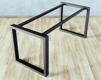 Gambe da tavolo in metallo per piano in legno, Gambe da tavolo in acciaio 80x40mm, Gambe per mobili con base da tavolo in metallo, Gambe da tavolo in ferro, Gambe per carichi pesanti