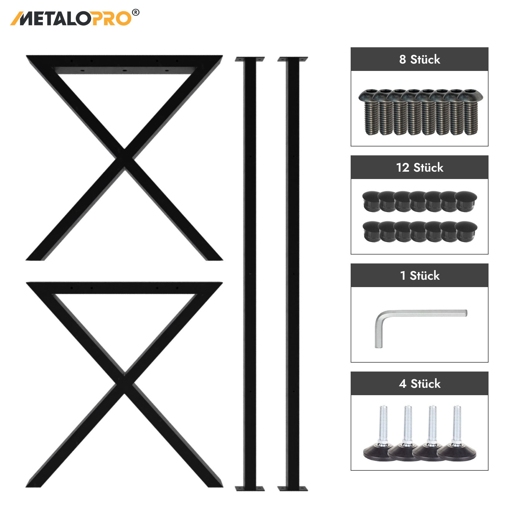 Metal Table Legs for Wood Top, 80x40mm Steel Table Legs, Metal Table