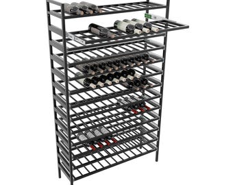 MetaloPro Wine Rack Amarone – Portabottiglie in metallo verniciato a polvere, ad alta capacità con ripiani estensibili per moderne collezioni di vini