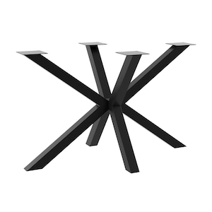 Pied de table MetaloPro Acamar - Pied en métal noir en forme d'araignée pour tables de salle à manger, de bureau et de conférence pour intérieurs modernes