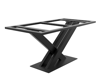 Gamba da tavolo MetaloPro Zaniah Frame – Base in metallo moderna a forma di X industriale per tavolo da pranzo, scrivania da ufficio o tavolo da conferenza