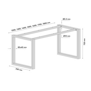 Pieds de table en métal pour plateau en bois, Pieds de table en acier 80 x 40 mm, Pieds de meubles avec piètement de table en métal, Pieds de table en fer, Pieds robustes image 8