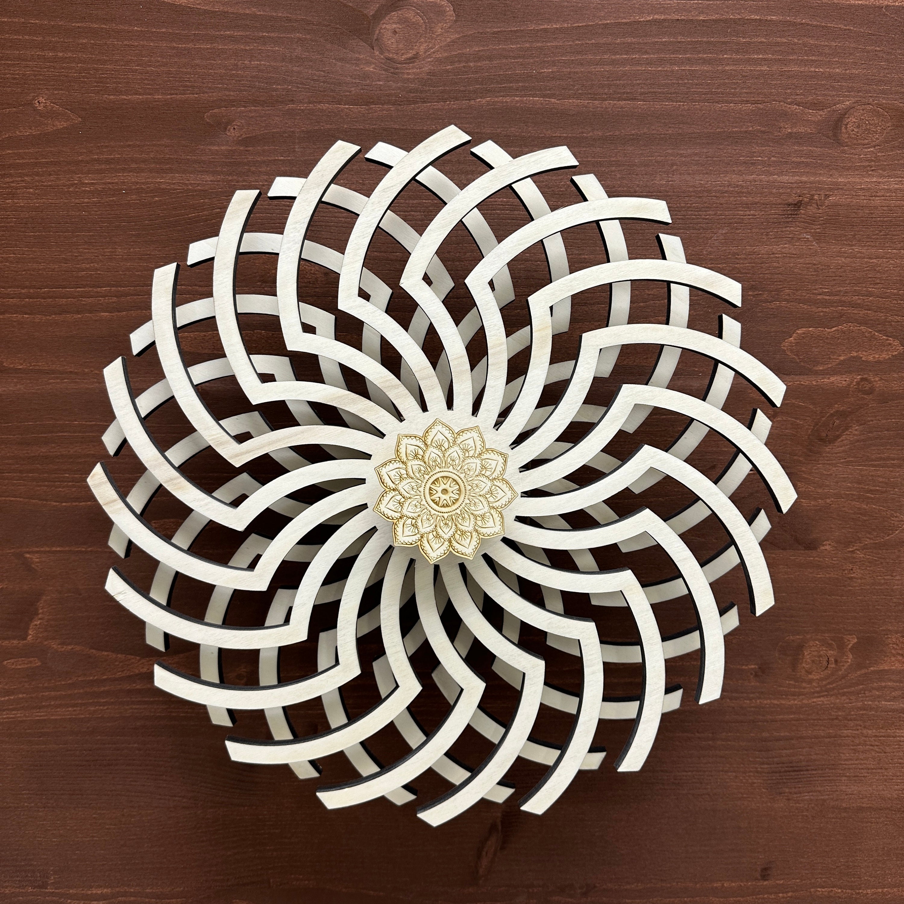 Mandala 3D arte de pared móvil hecho de madera escultura cinética decoración de pared ilusión esotérica meditación yoga relajación regalo