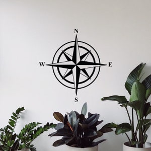 Wind rose wall decoration wooden wall art wooden decoration compass decoration wall art wall decor to stick on maritime nautical compass rose with adhesive pads image 4