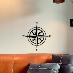 Wind rose wall decoration wooden wall art wooden decoration compass decoration wall art wall decor to stick on maritime nautical compass rose with adhesive pads image 8