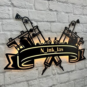 Personalized gift for tattoo artists, master tattooists, tattoo studios, wall decor, tattoo machines, salons, birthdays, anniversaries, and company logos. image 2