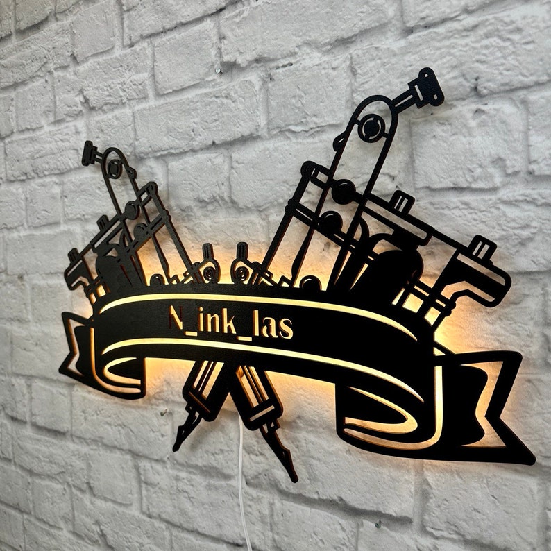 Personalized gift for tattoo artists, master tattooists, tattoo studios, wall decor, tattoo machines, salons, birthdays, anniversaries, and company logos. image 4