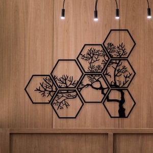 Tree of Life 8-piece wall decoration wooden wall art wooden decoration tree of life tree decoration wall decor to stick on including adhesive pads