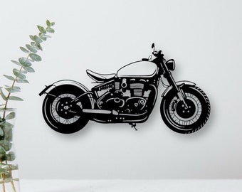 Wooden wall art motorcycle bobber bike wooden sign to stick on motorcycle lover wall art birthday gift biker vintage triumph