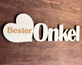 Beste oom houten letters, cadeau voor oom, houten sieraden verjaardagscadeau laser