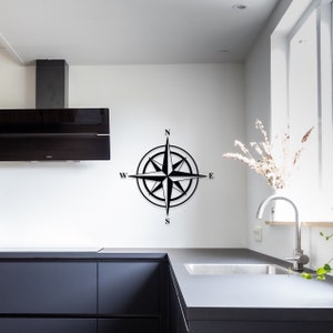 Wind rose wall decoration wooden wall art wooden decoration compass decoration wall art wall decor to stick on maritime nautical compass rose with adhesive pads image 10