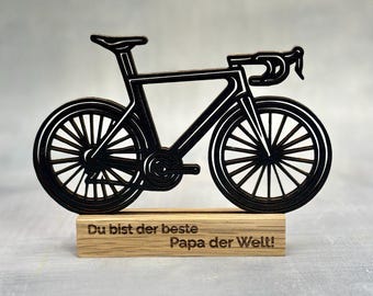 Racing bike figure &quot;Sport&quot; with engraving – personalized gift for cyclists – bicycle decoration made of wood – cyclist figure with name