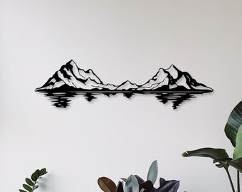 Wooden wall picture mountains with lake wooden sign to stick on mountain landscape decoration wall art birthday gift mountaineer mountain sports climbing