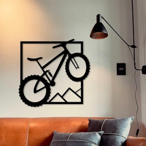 Wooden wall picture mountain bike BMX bicycle wooden sign to stick on bicycle lover wall art birthday gift cyclist cycling mountains