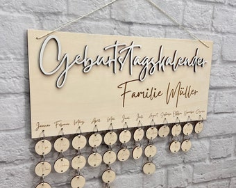Personalized wooden birthday calendar - with laser engraving