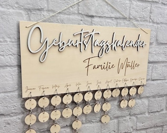Calendario de cumpleaños de madera personalizado - con grabado láser