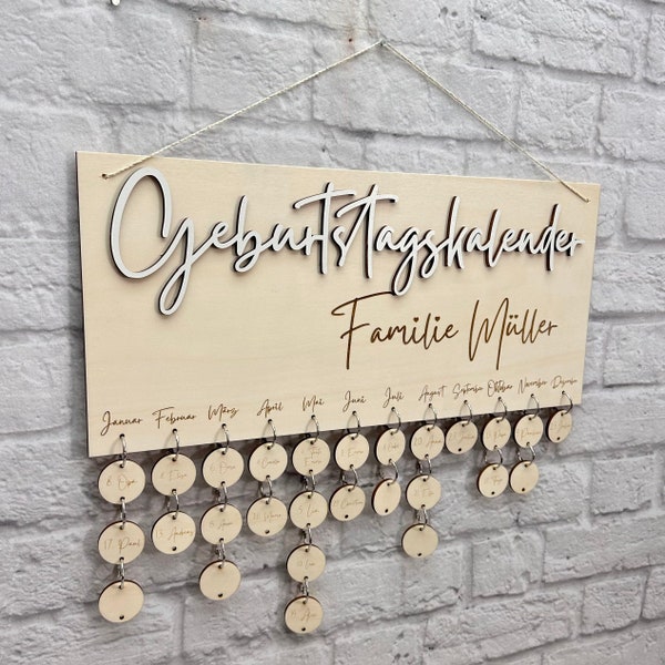 Personalized wooden birthday calendar - with laser engraving