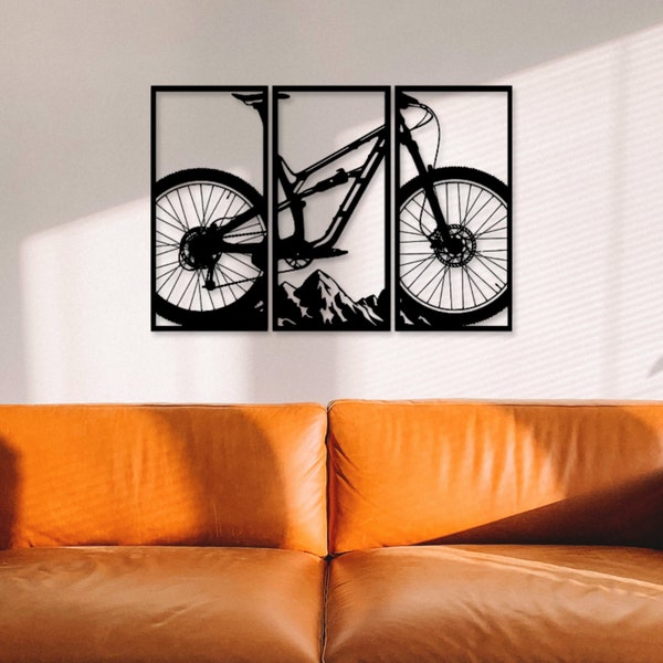 Wandbild aus Holz Mountainbike Fahrrad Holzschild zum Aufkleben für Fahrradliebhaber Deko Wandkunst Geburtstagsgeschenk Radler Fahrradsport